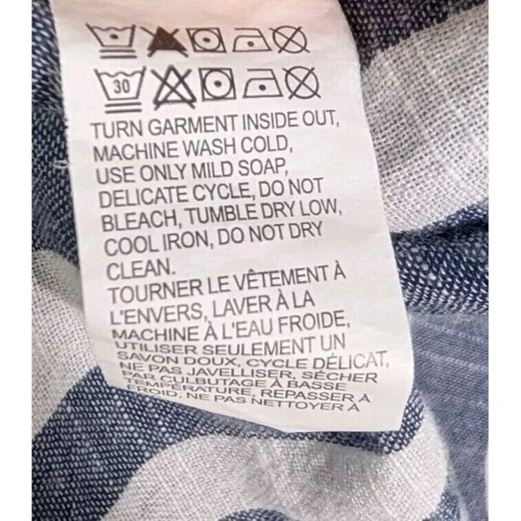 Lucky Brand Women's Blouse 1X Plus White  Blue Button Up Pockets Long Sleeve 103 - Picture 6 of 9